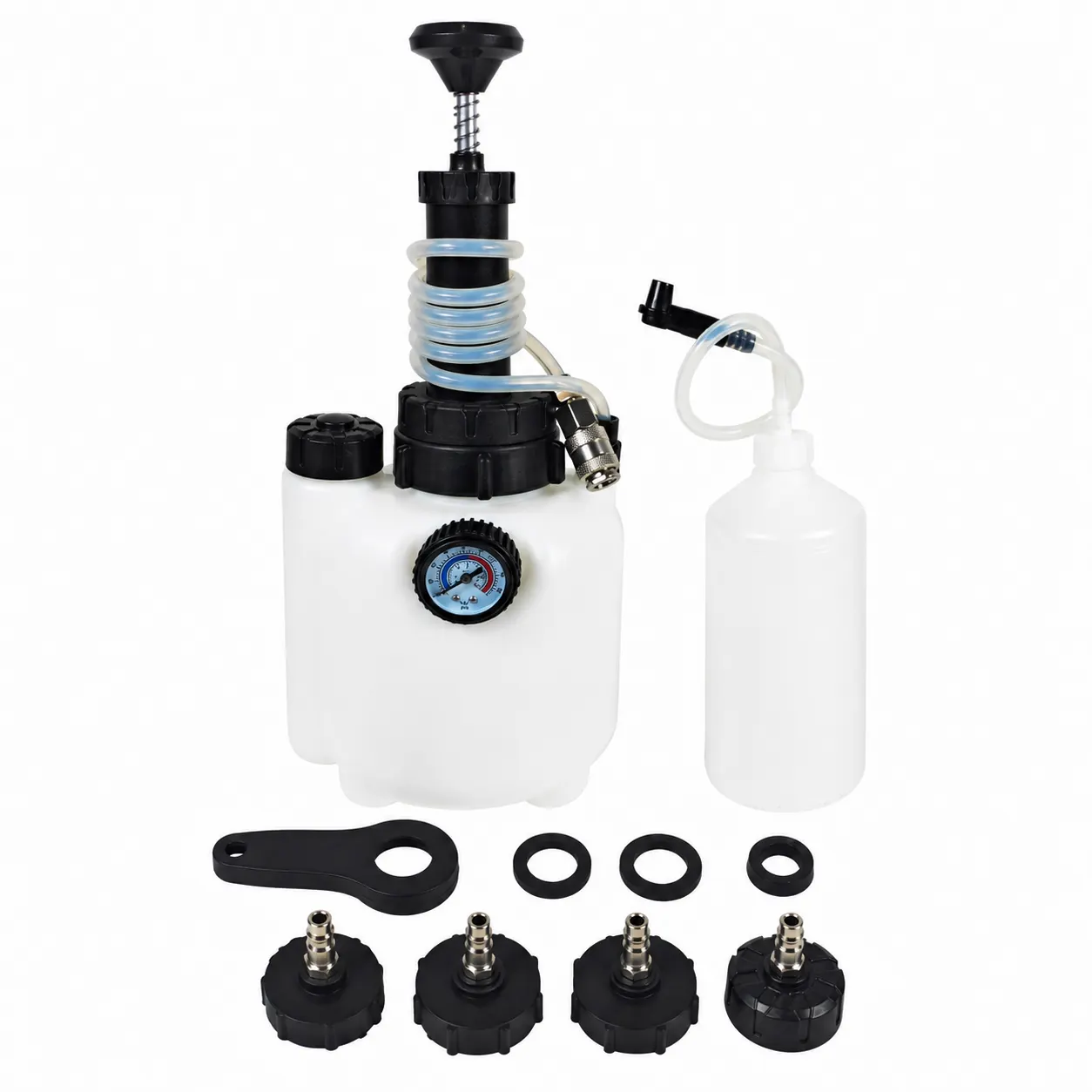 3 L Brake Fluid Replacement Reservoir With Four Adapters in use
