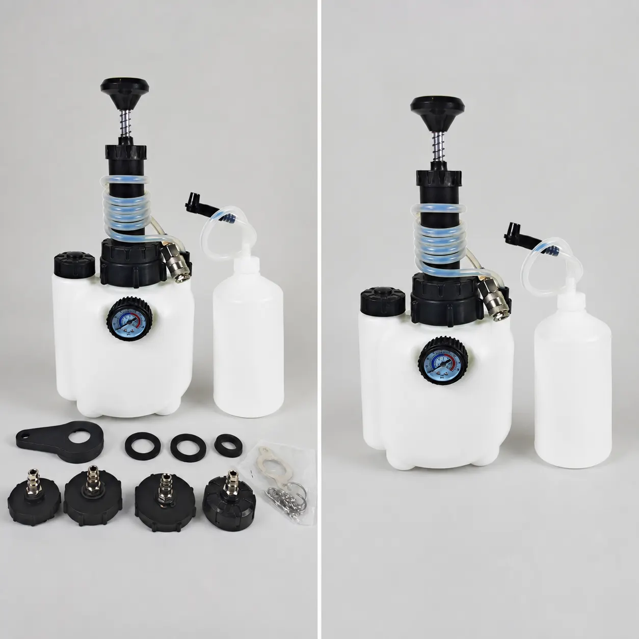 3 L Brake Fluid Replacement Reservoir With Four Adapters setup and use views